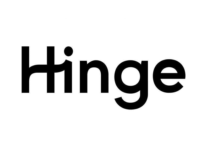 The Hinge dating app logo, featuring a distinctive "H" icon with a heart-shaped negative space, symbolizing connections