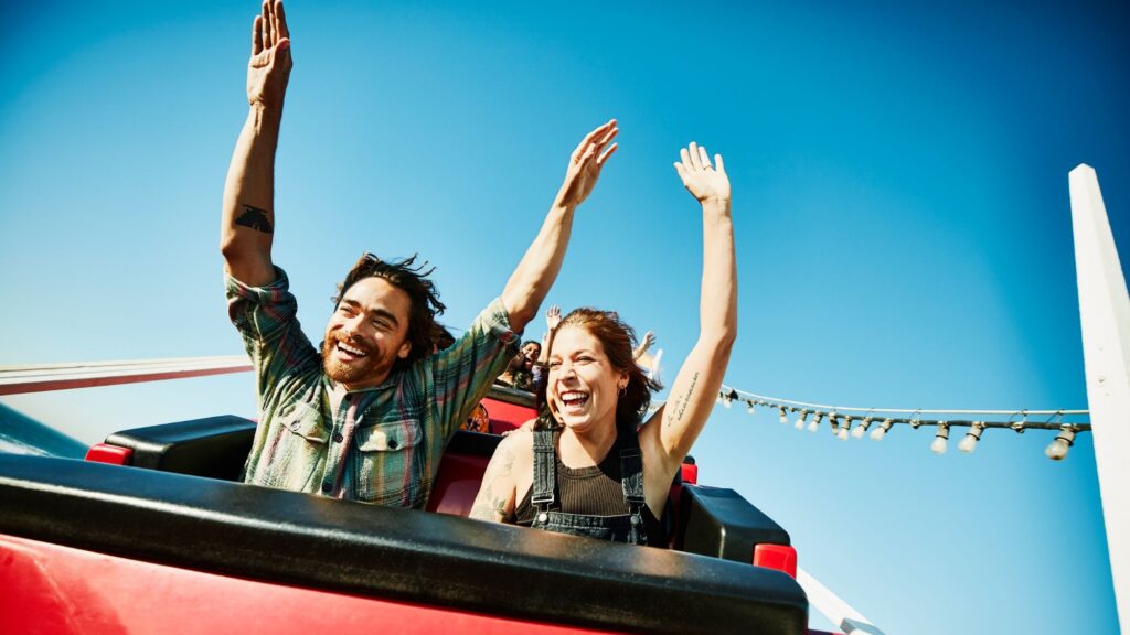 A diverse, happy couple smiling and sharing an engaging, unique date experience, such as a creative workshop or an outdoor adventure. The image visually supports the blog post title: "Best Date Ideas for 2025 and Beyond," focusing on romantic, creative, and affordable activities for modern relationships. Key SEO terms include date ideas, date night ideas, couples activities, relationship goals, fun dates, 2025 trends, long distance dates